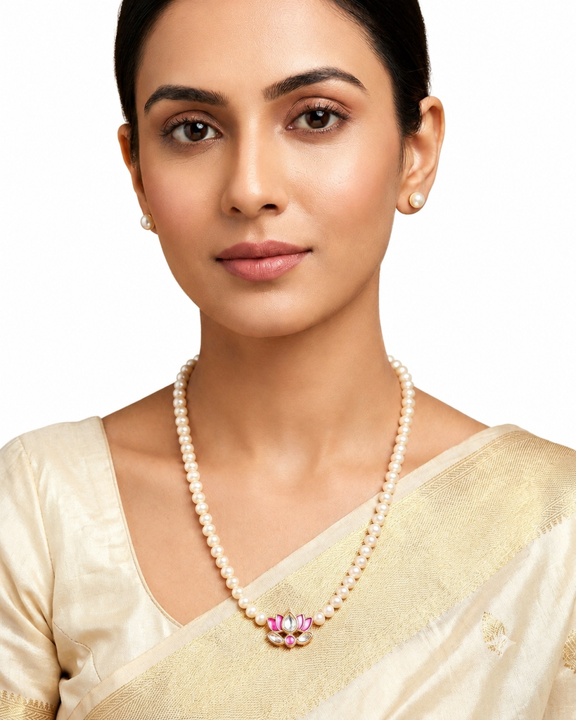 Lotus Pearl Pendant Necklace