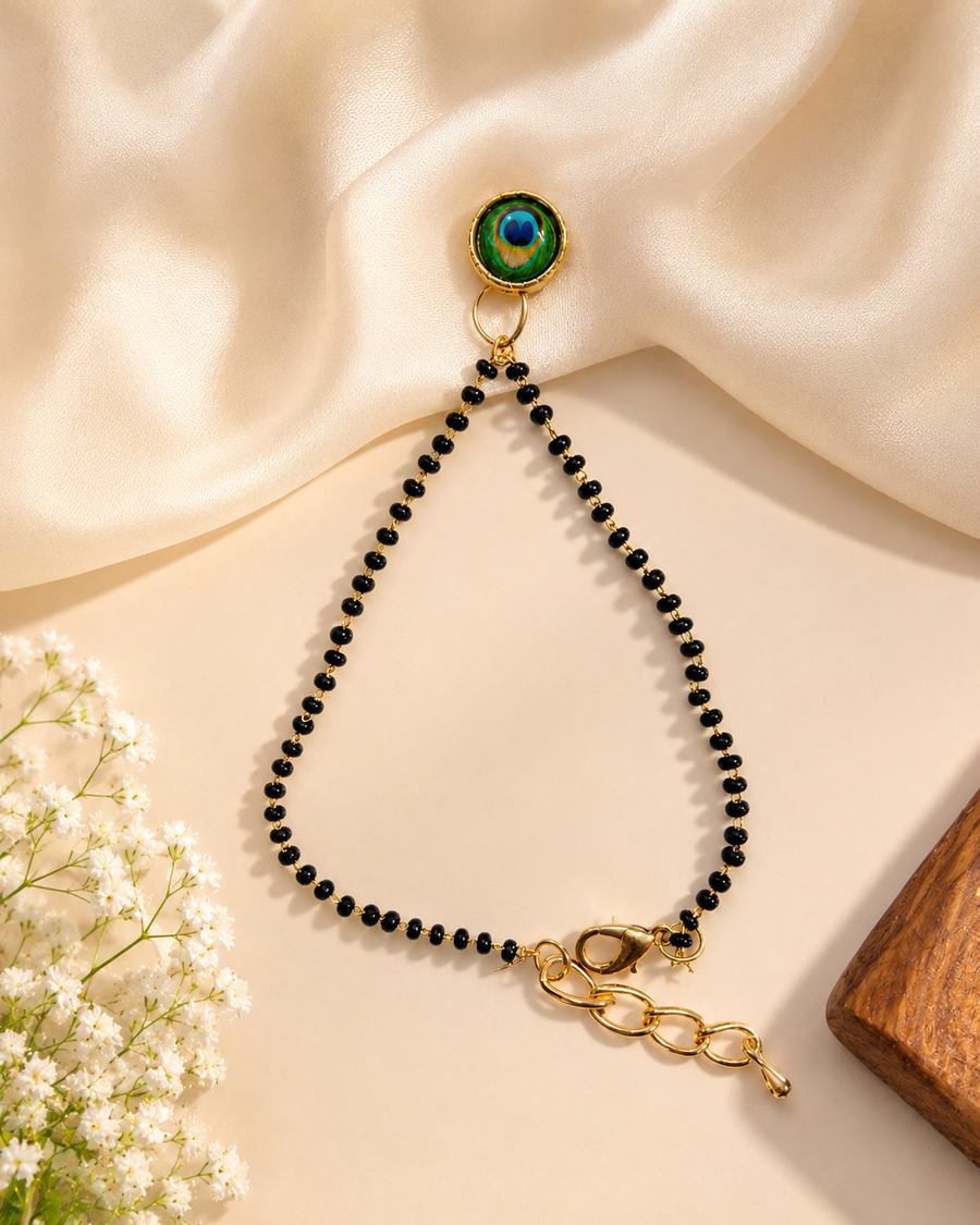 Peacock Charm Mangalsutra Bracelet