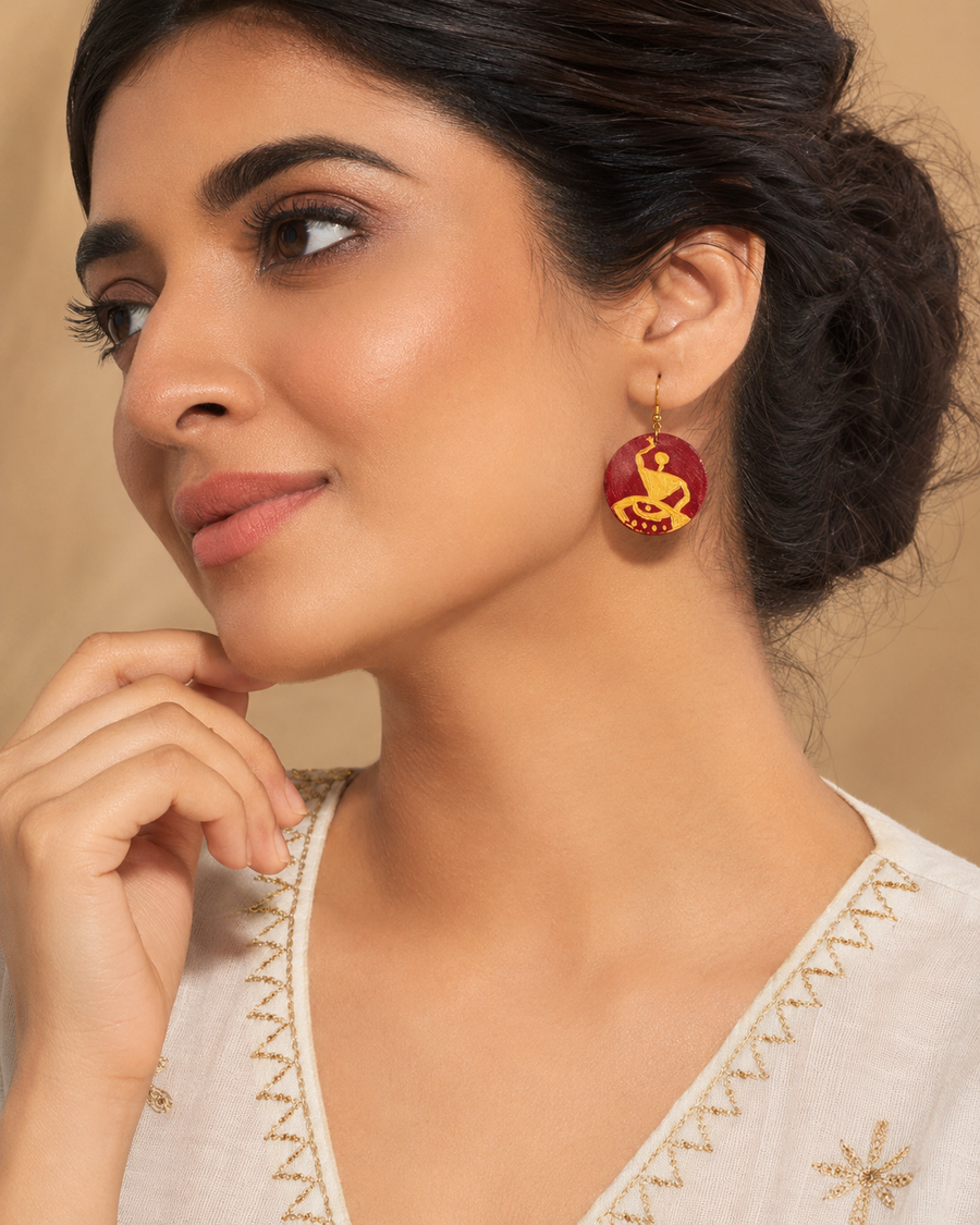 Warli Art Disc Earrings